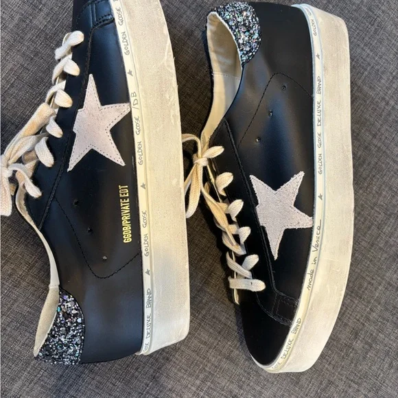 Golden Goose Black Sneakers with Glitter Heel - Picture 4 of 12